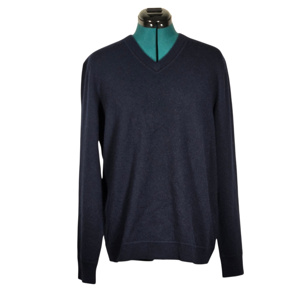 Theory V Neck Cashmere Sweater Navy Size Large Like New